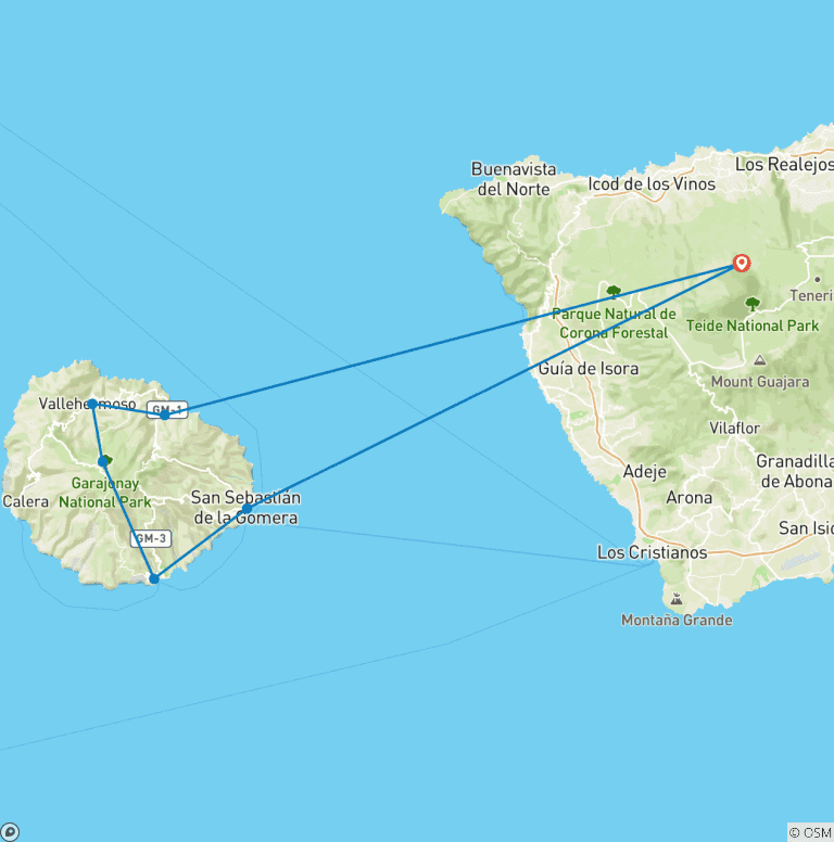 Map of La Gomera individually - Best of GR 132 (8 days)