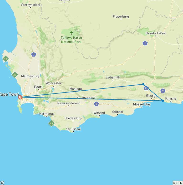 Map of Garden Route Experience 3D/2N