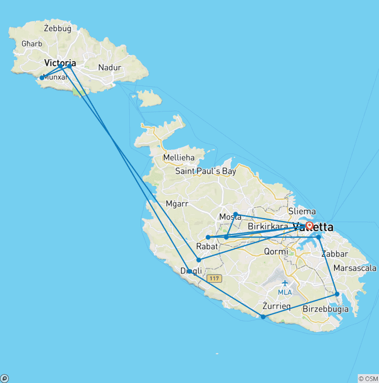 Map of Malta and Gozo Small Group 8 Days Tour