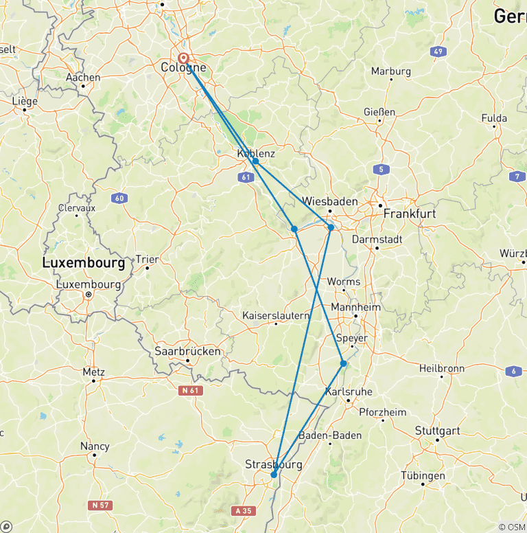 Map of Rhine Enchanting Christmas Markets 2025