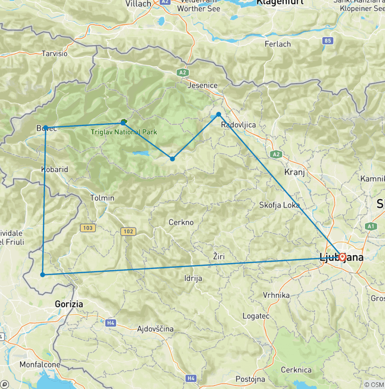 Map of Hiking in Slovenia's Julian Alps