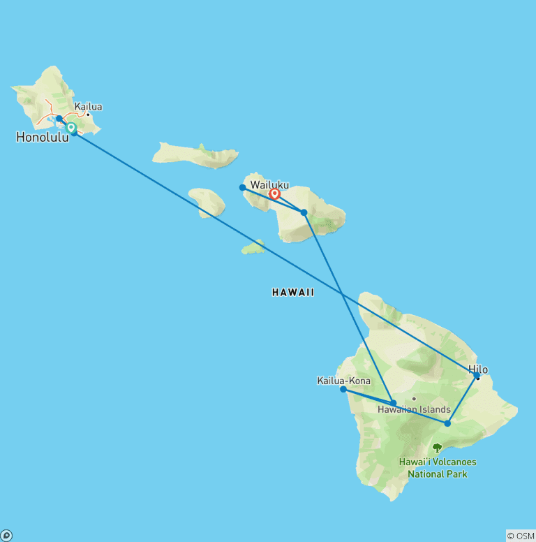Map of Best of Hawaii (Intra Trip Air Hawaii 2 Flights)