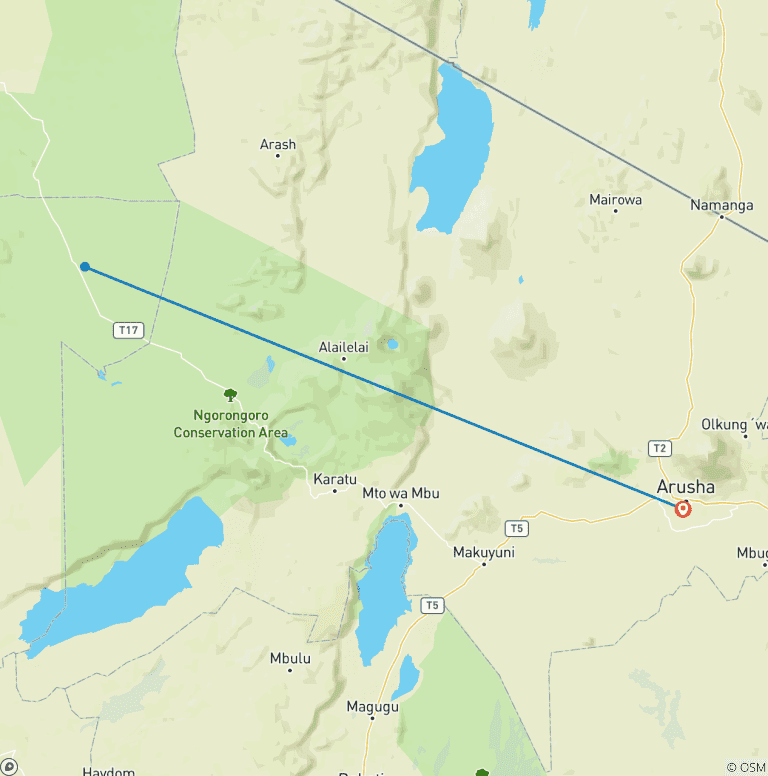 Map of 3 Day Serengeti Unforgettable Safari