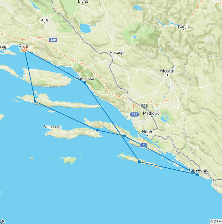 Map of Croatia Sail Adventure