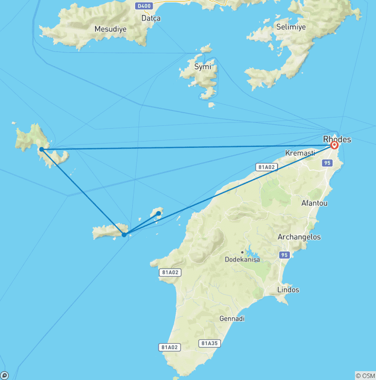 Map of Island Hopping in the Dodecanese