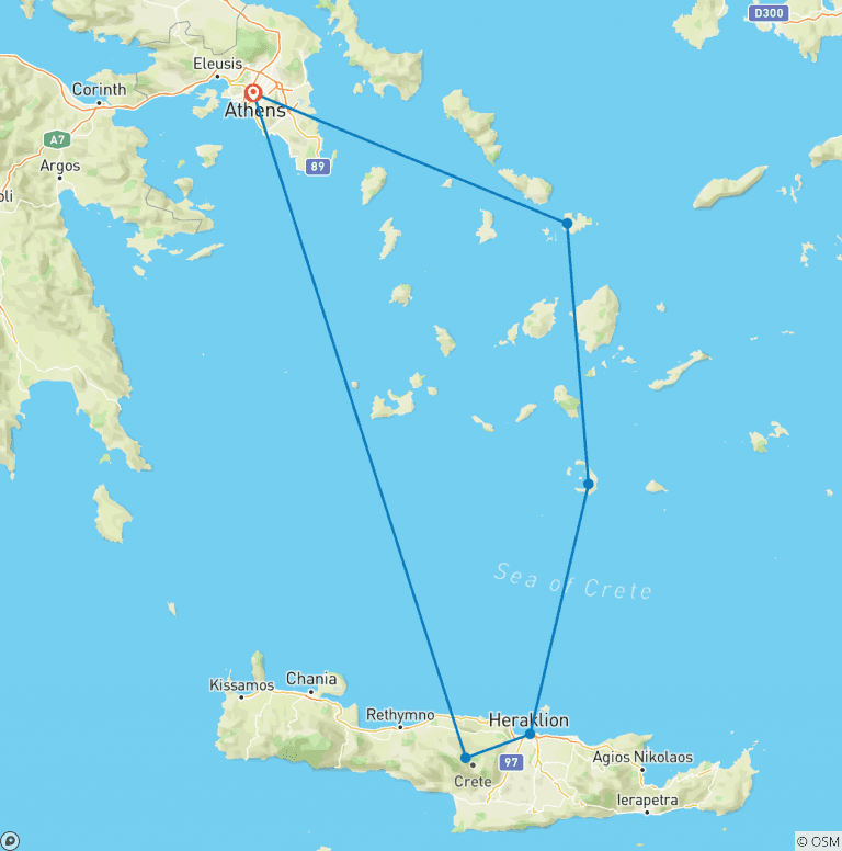 Map of Greek Isles Adventure with Crete