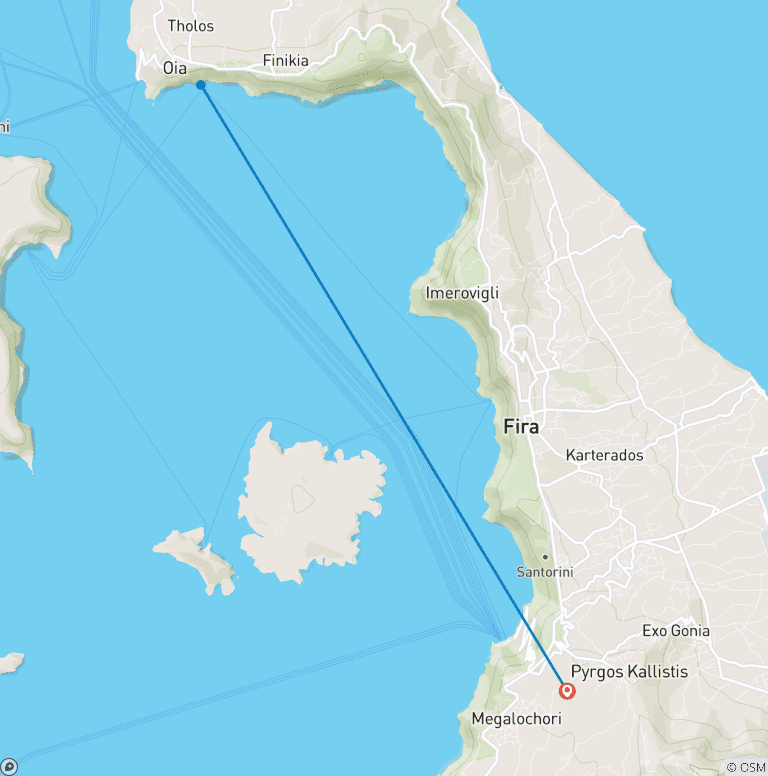 Map of Escape to Santorini, 3 Days