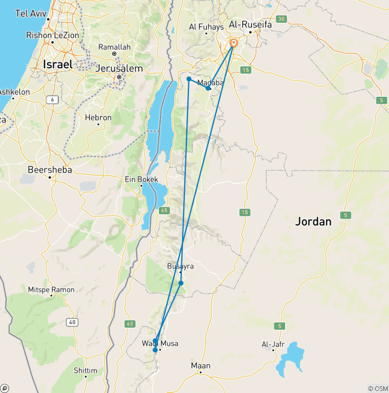 Map of Trek Jordan - 7 days