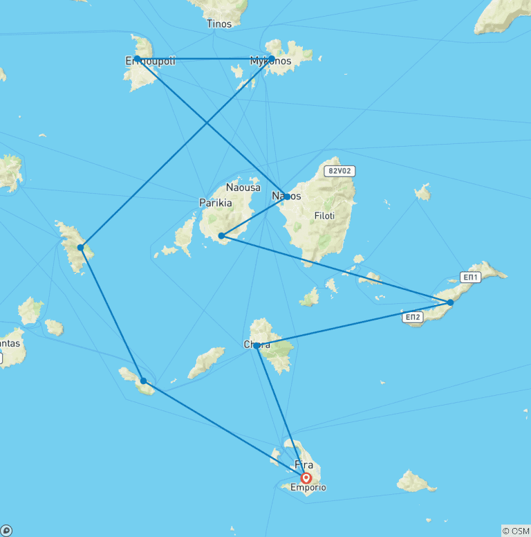 Map of Greece Sailing Adventure: Cyclades Islands