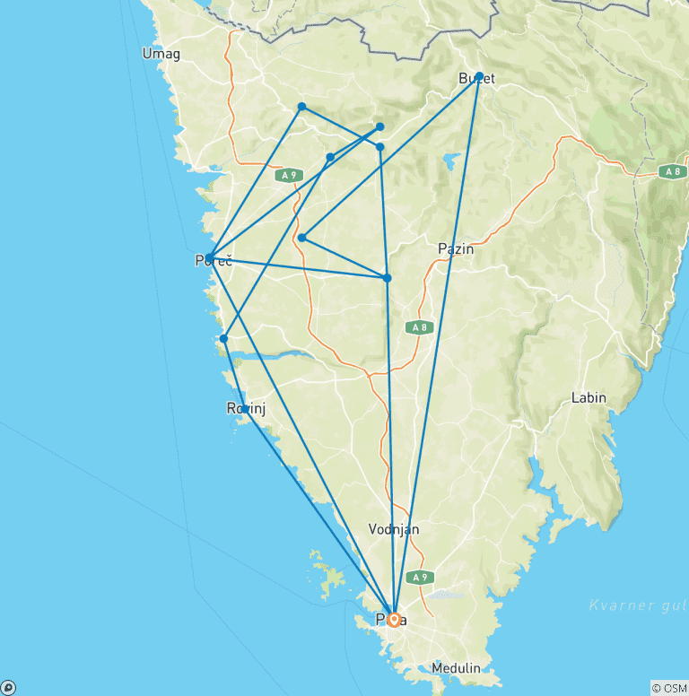 Map of Walking Croatia's Istrian Peninsula