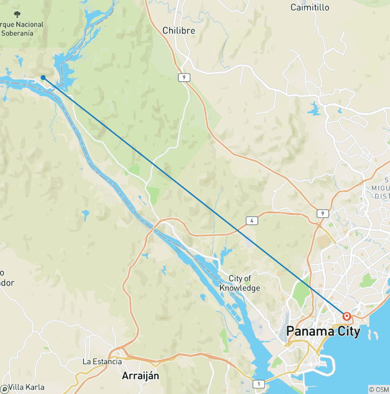 Map of Tropical Adventure in Panama: Gamboa Rainforest and Panama City