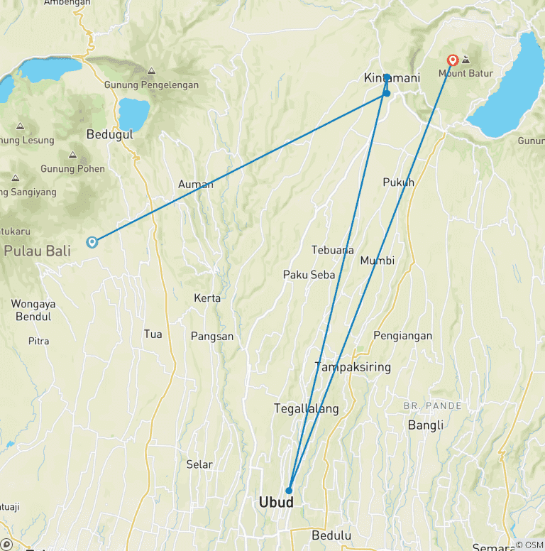 Map of Mount Batur Sunrise Trekking