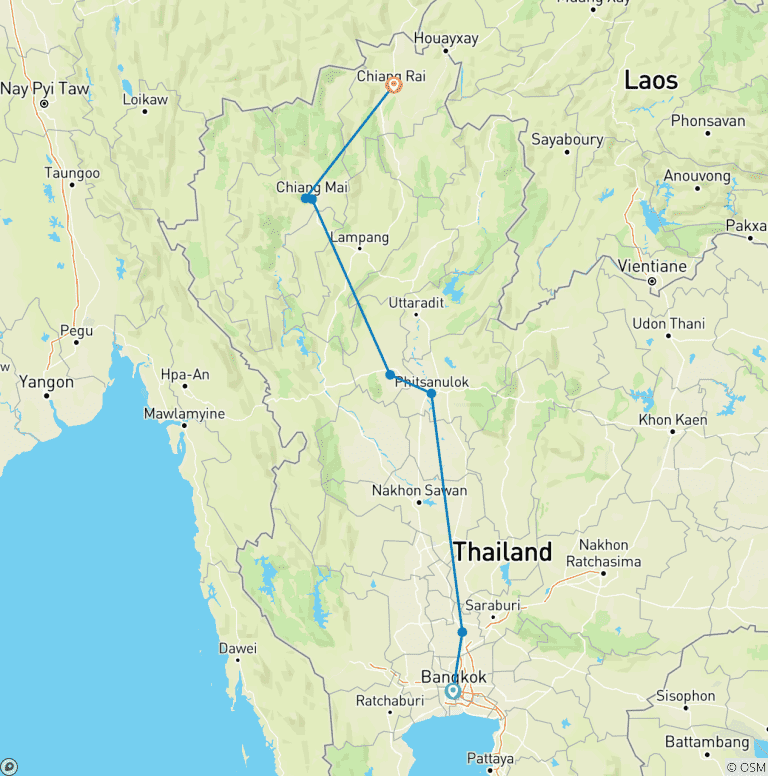 Map of Bangkok and the North, Private Tour