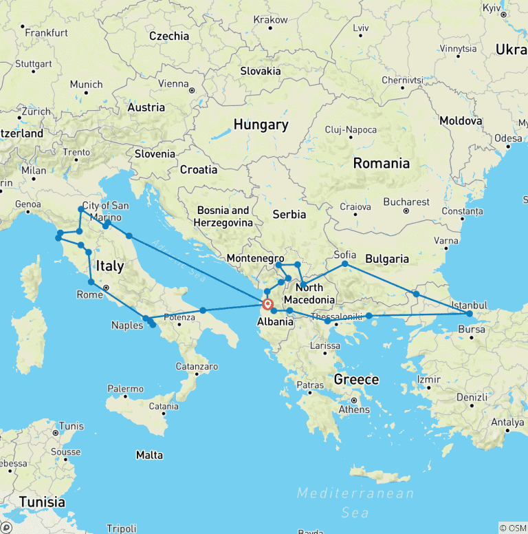 Map of Europe Explorer Grand Tour Imperial and Egnatia Route