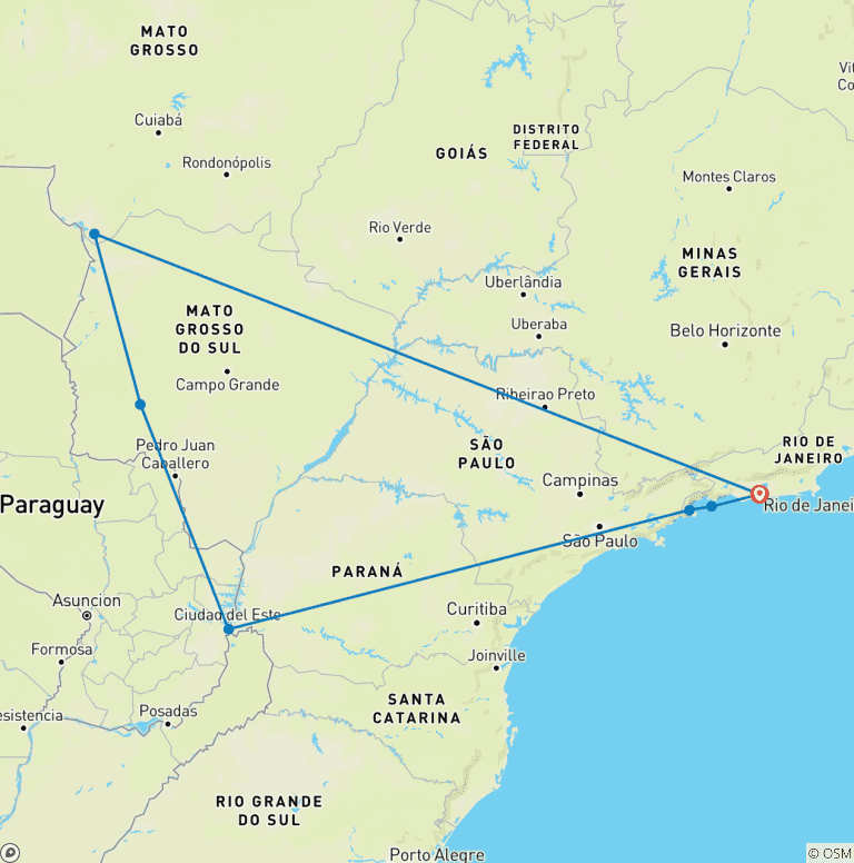 Map of Tailor-Made Brazil Escorted Trip, Daily Depart & Private Guide