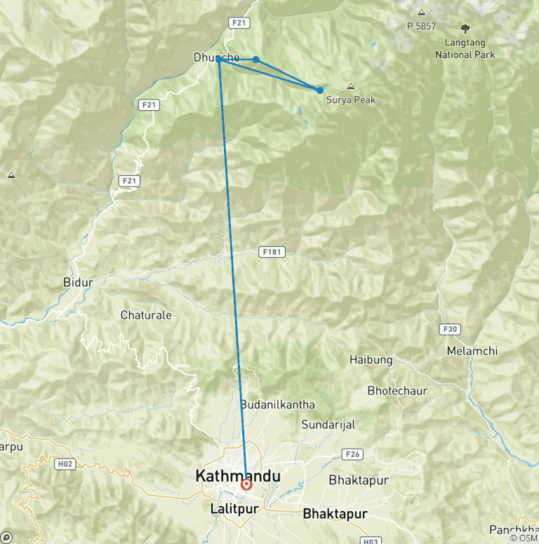Map of Gosaikunda Lake Trek
