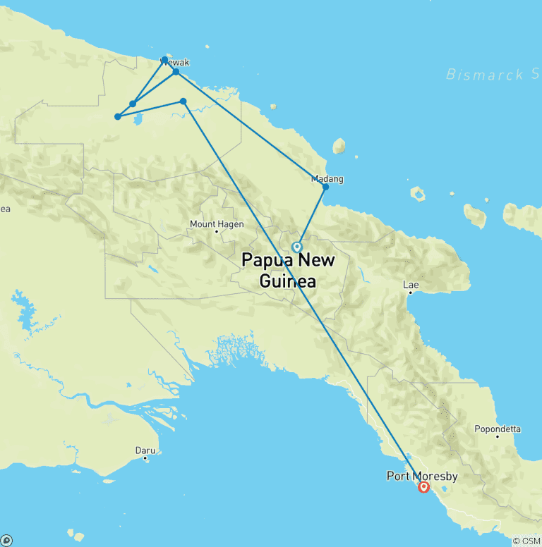 Map of Goroka Highlands Journey – Trans Niugini Tours