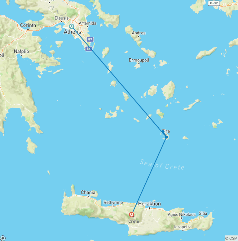 Map of Bewitching Greece with All Inclusive beach stay