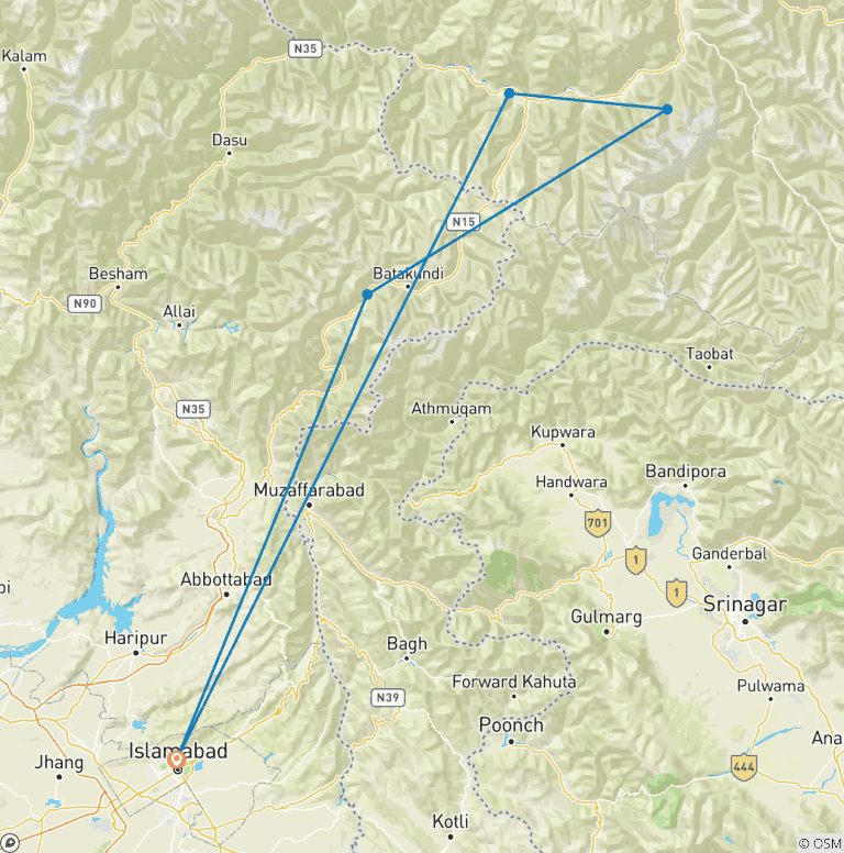 Map of Nanga Parbat Base camp trek 2026 and 2027