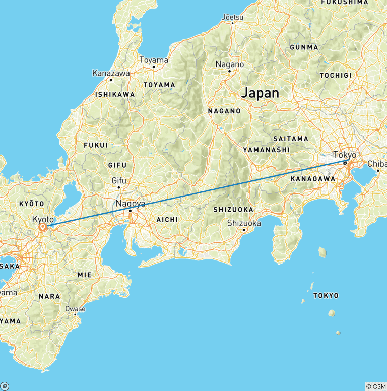 Map of Independent Tokyo & Kyoto City Stays