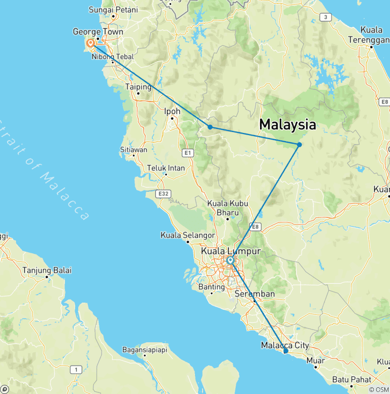 Map of Personalized 10 Days Malaysia Tour with 4-star Hotel, Daily Start (Private Guide & Car)