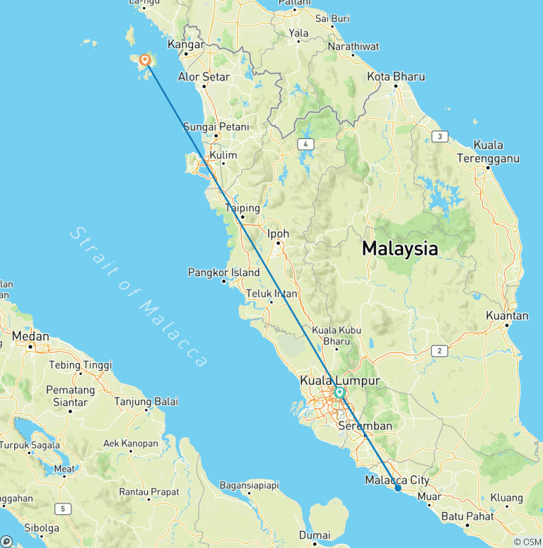 Map of Customized 7-Day Malaysia Family Tour, Daily Depart & Private Guide