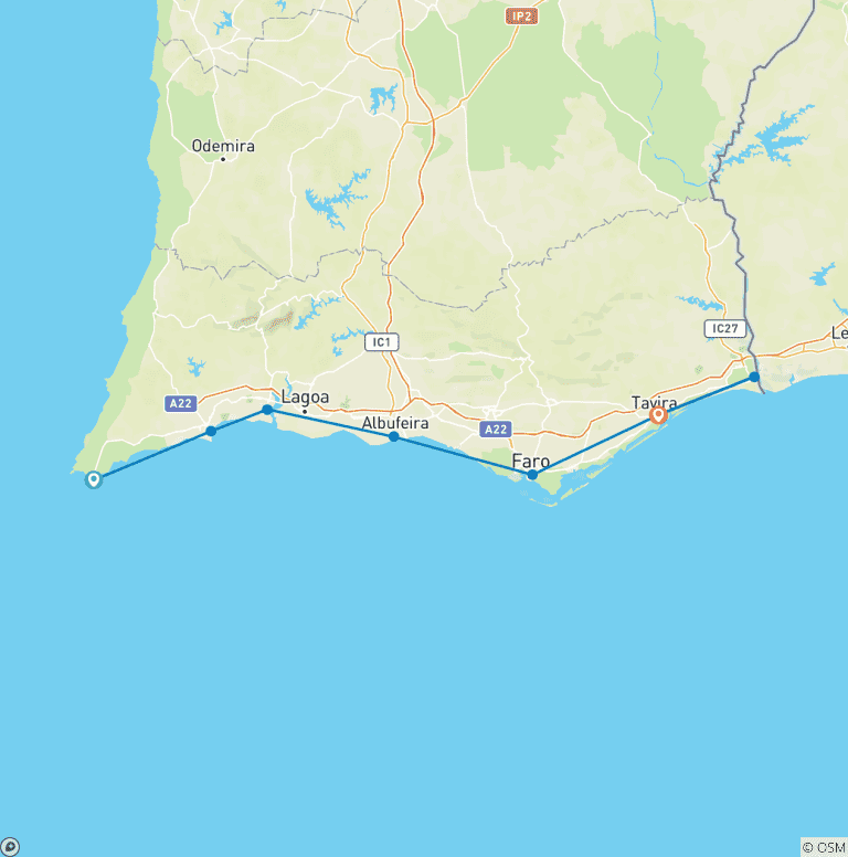 Map of Algarve