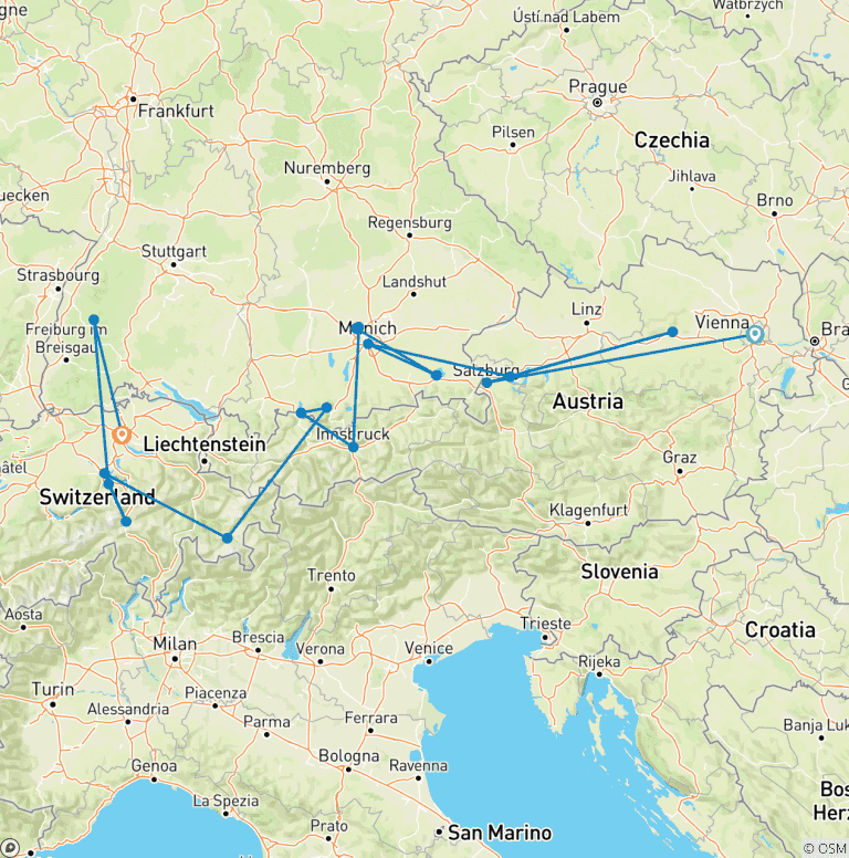 Map of Country Roads of Bavaria, Switzerland & Austria (Classic)