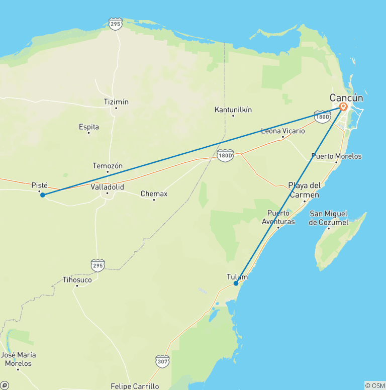 Map of Riviera Maya Discovery - 5 Days