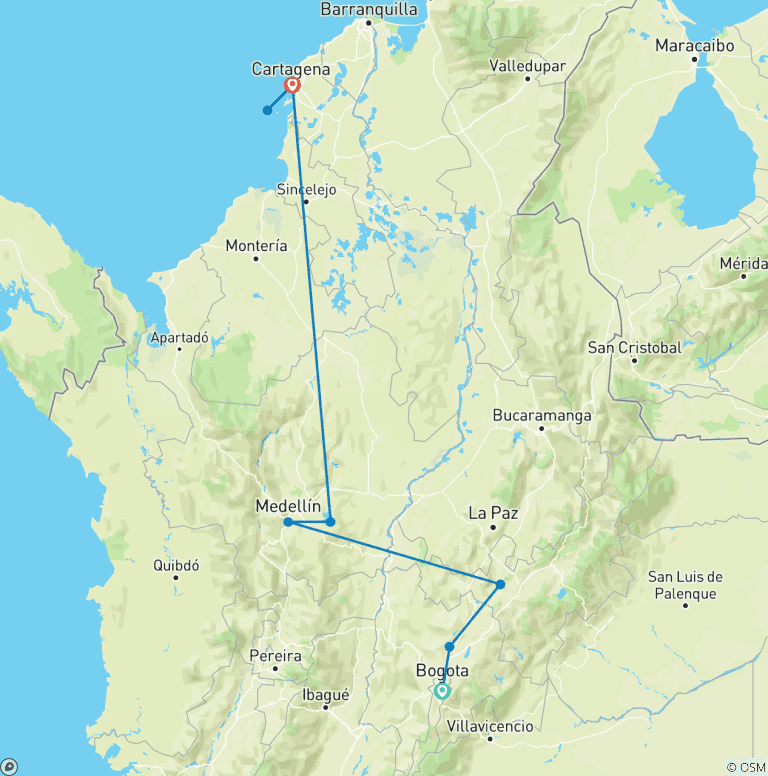Map of Tailor-Made 10 Days Best Colombia Guided Tour, Daily Depart & Exclusive Guide and Car