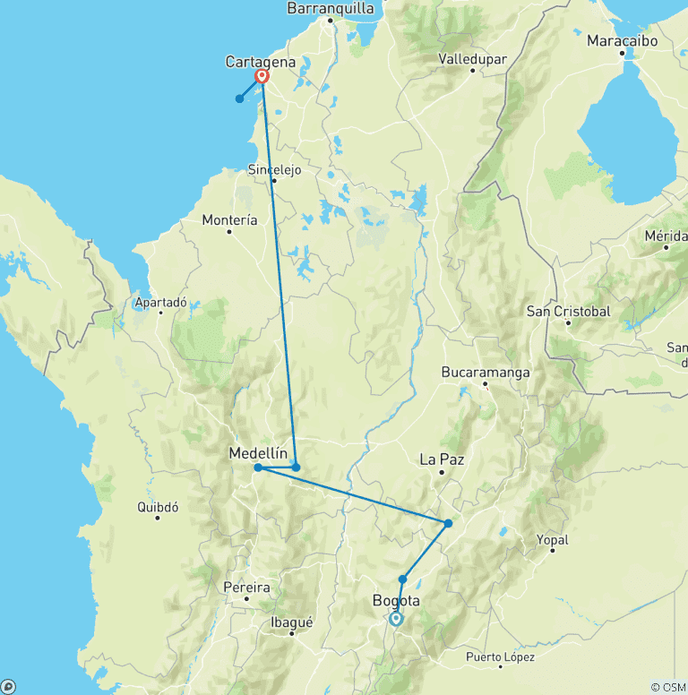 Map of Tailor-Made Best Colombia Tour, Daily Depart and Private Guide