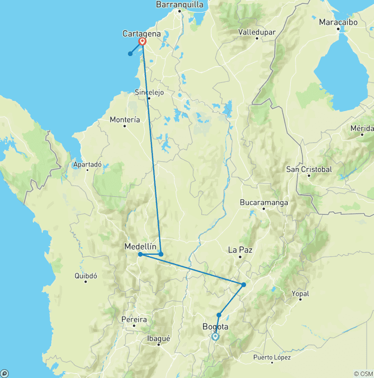 Map of Tailor-Made 10 Days Best Colombia Guided Tour, Daily Depart & Exclusive Guide