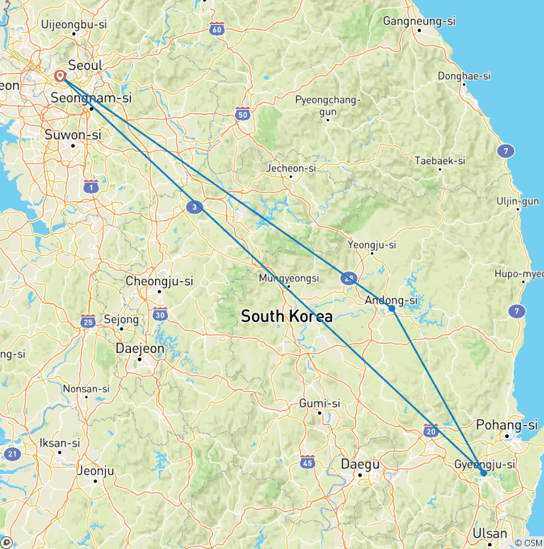 Map of South Korean Express - 7 days