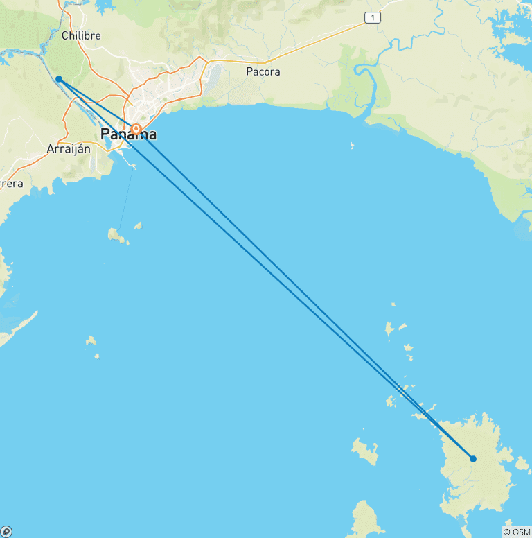 Map of Tailor-Made Best Panama Tour with Daily Departure