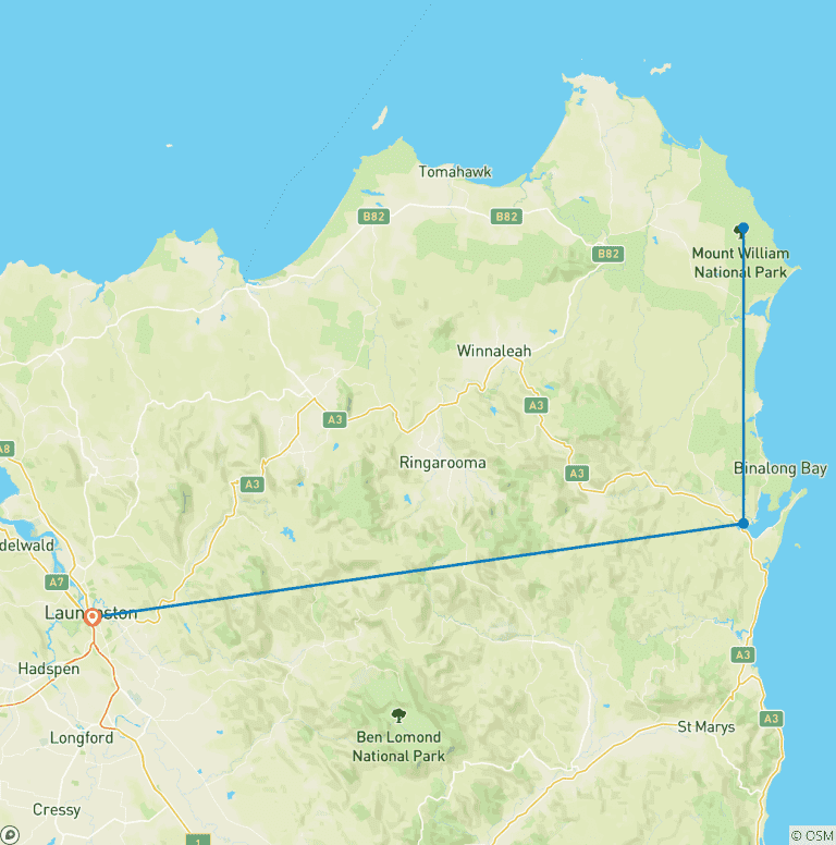Map of Walk Tasmania's Bay of Fires (5 destinations)