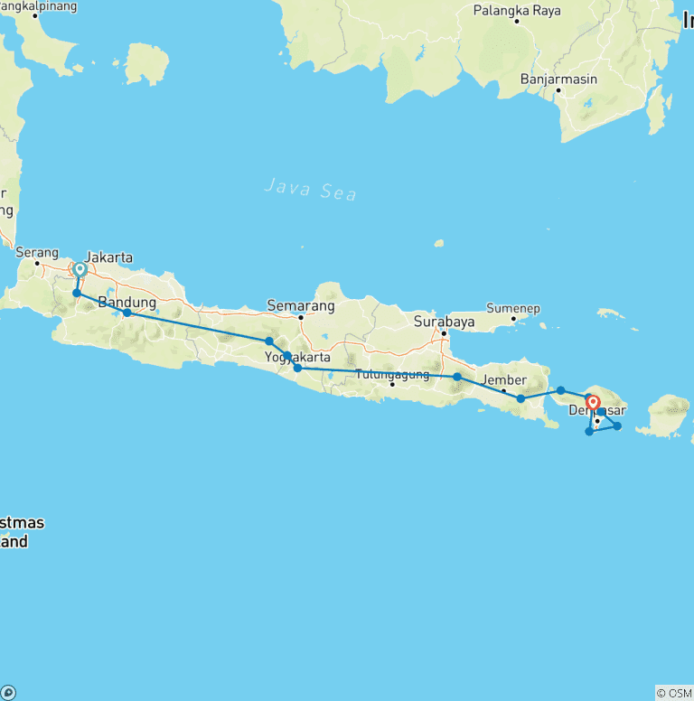 Map of Best Java & Bali Experience, Private Tour