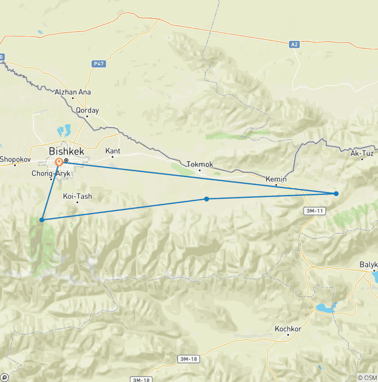 Map of UAE National Day holiday package to Kyrgyzstan, 3 days 2 night