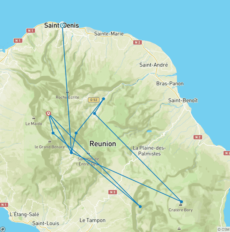 Map of Tropics, Volcanoes and Sea