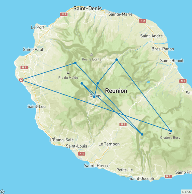 Map of Tropics, Volcanoes and Sea