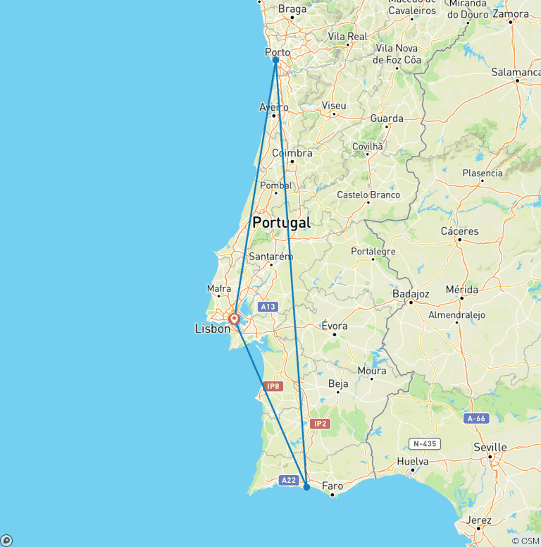 Map of Portugal: Lisbon, All-inclusive Algarve w/Douro valley cruise