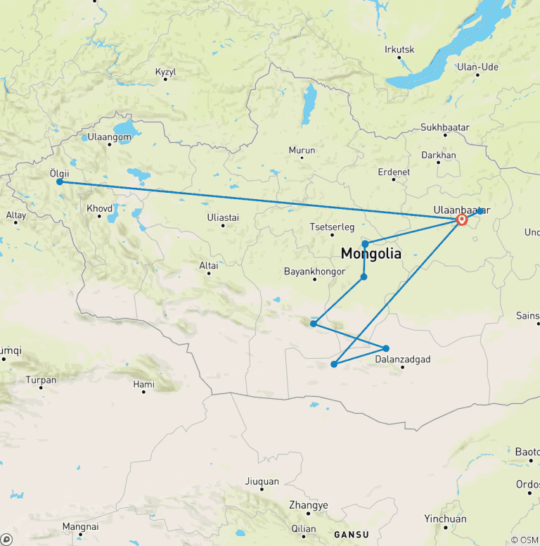 Map of Mongolia: Steppes, Deserts & Nomads - Eagle Festival