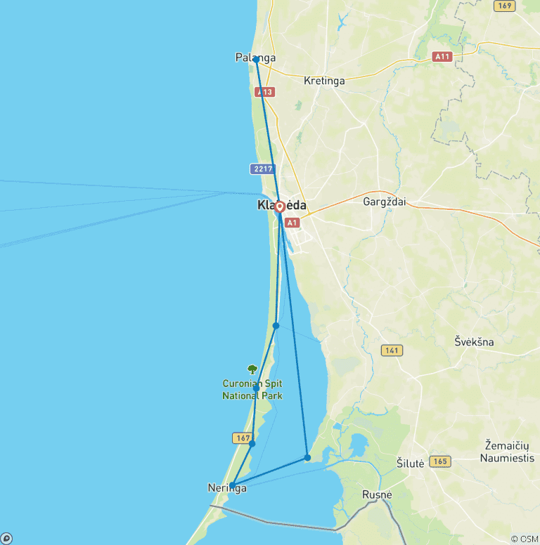 Map of HIKING THE LITHUANIAN SEASIDE: Curonian Spit, Palanga, Ventė Cape