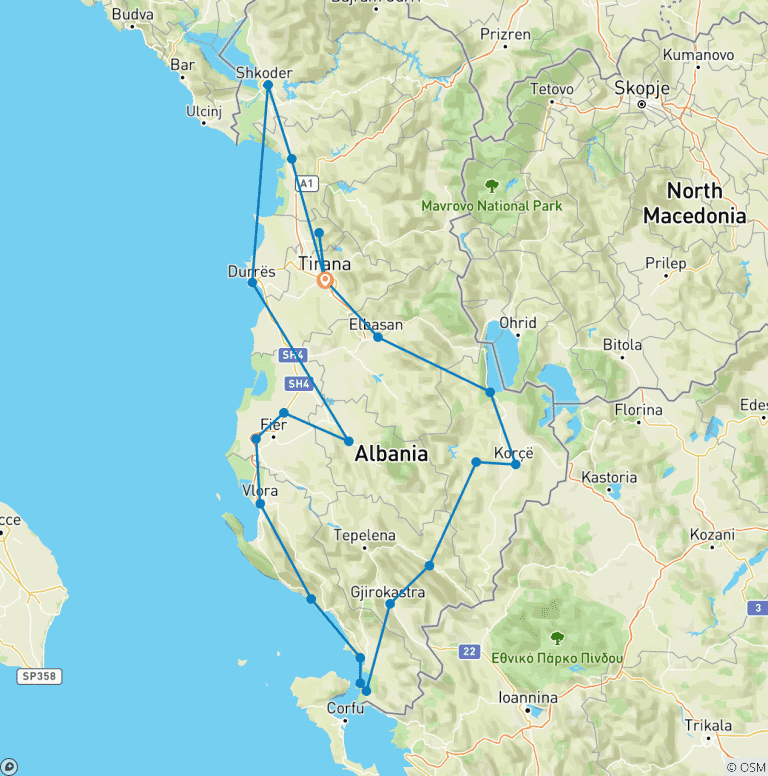 Map of Best of Albania Explorer 10 days Tour - Guaranteed Departures