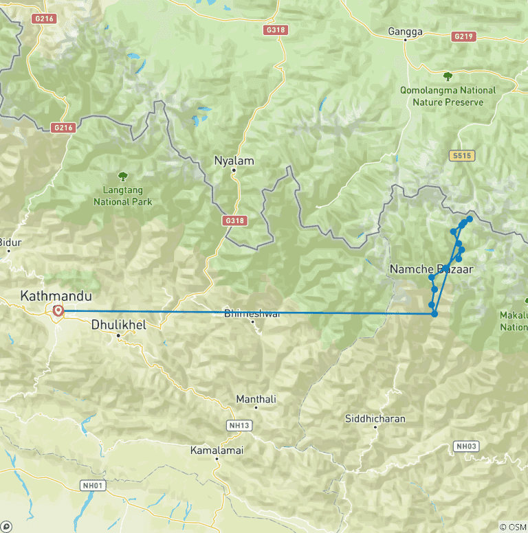 Map of Everest Base Camp Trek 7 Days
