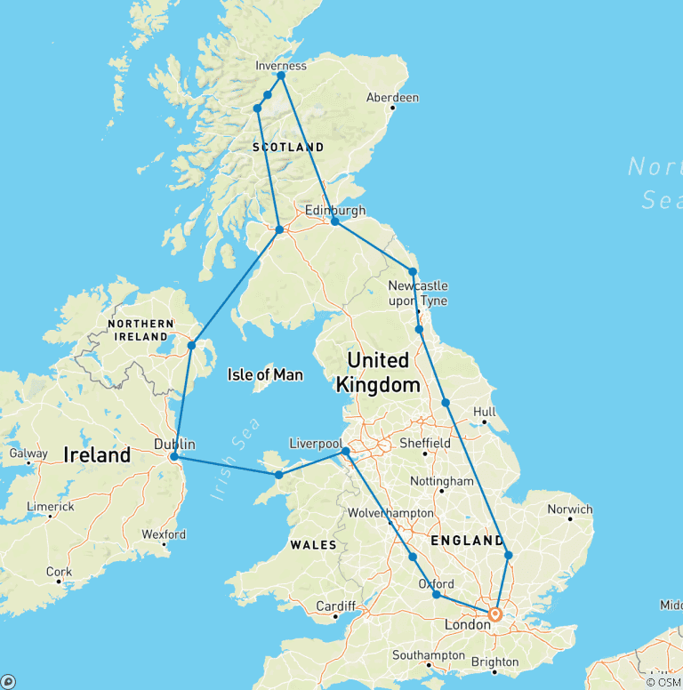 Map of 10-Day United Kingdom and Ireland