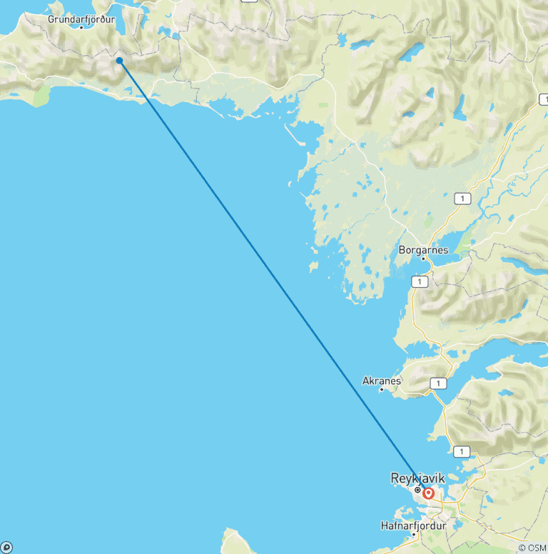 Map of Three Days in Iceland: Reykjavik & Snæfellsnes Peninsula