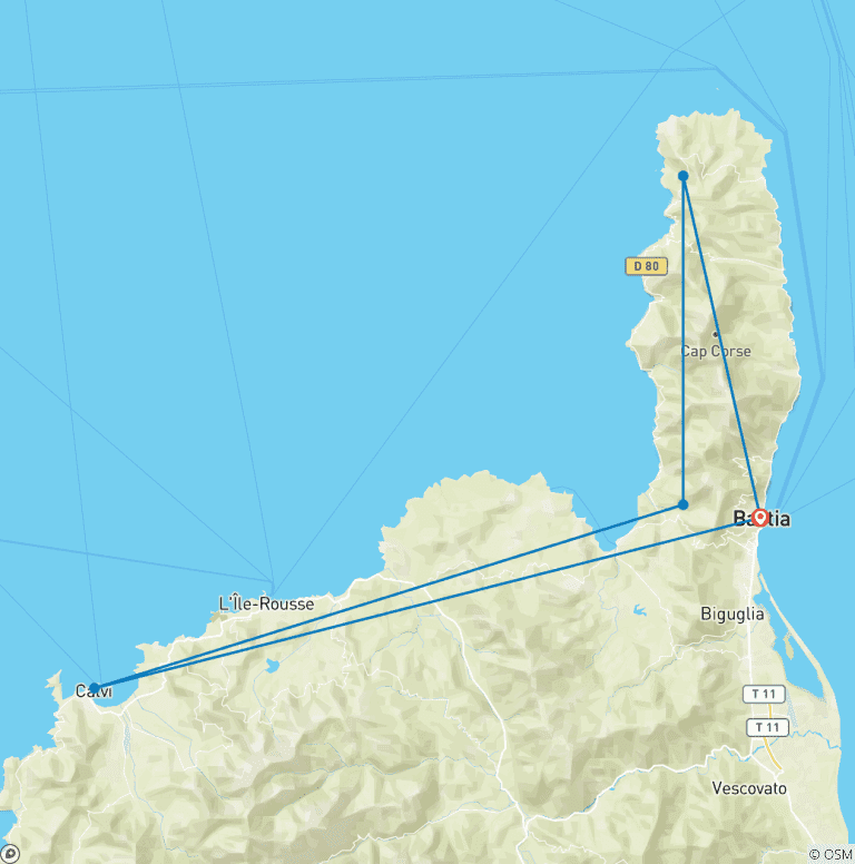Map of Corsica with Ebike