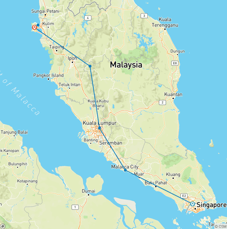 Map of MALAYSIA TOUR KUALA LUMPUR AND PENANG HIGHLIGHTS