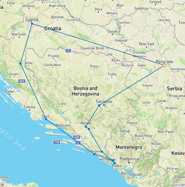 Map of Balkan Revealed - 4 countries in 10 days - SMALL GROUP
