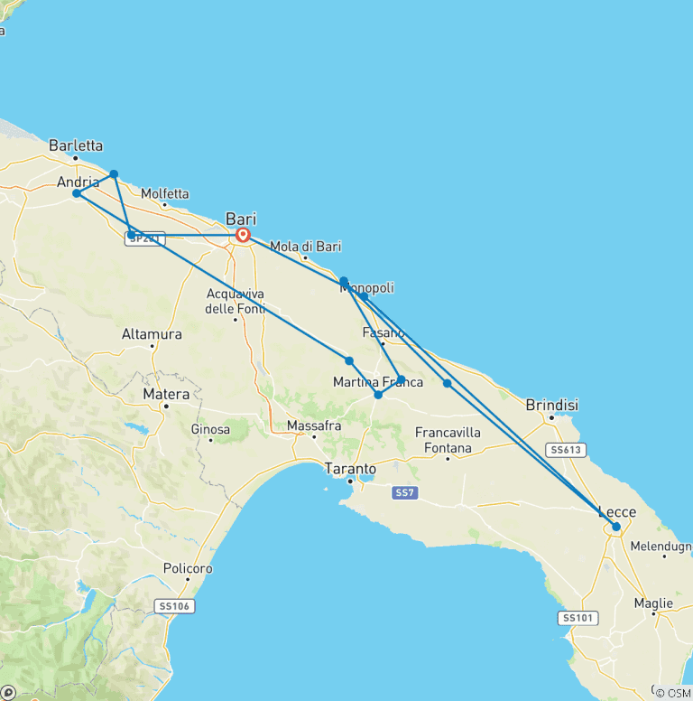 Map of The Best of Apulia, Private Tour from Bari